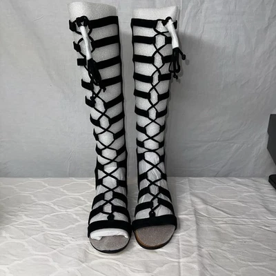 Vince Camuto Marcellin Black Gladiator Knee-High Zip-Up Sandals Size 8 NEW - Image 1 of 4
