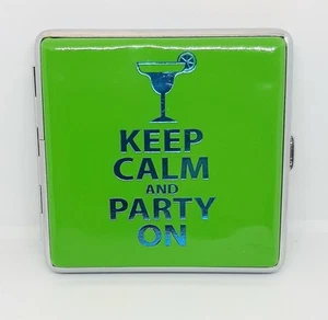 Estuche de cigarrillos Ninc verde fiesta en doble cara de cuero PU tamaño king - Imagen 1 de 5