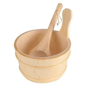 Cubo de sauna de madera tradicional con cuchara para una generación óptima de - Imagen 1 de 12