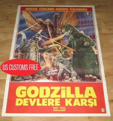 Godzilla vs GIGAN 1972 King Ghidorah Kaiju ORIGINAL 27x40 Filmplakat - Bild 1 von 4