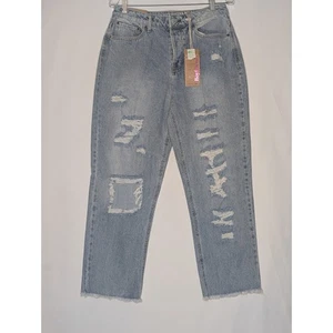 VANILLA STAR Womens size 11 90s Boyfriend jeans super high rise Distressed NWT - Picture 1 of 7