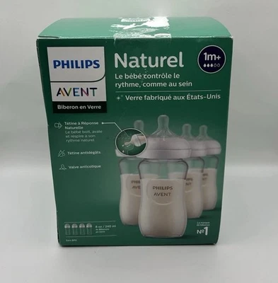 Philips Avent 天然玻璃婴儿奶瓶 4 Pack x 8 fl.oz/240ml — 第 1/4 张图片