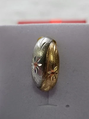 10k Gold 2 Toned Diamond Cut 1/2 Hoop Single Earring - Image 1 of 4