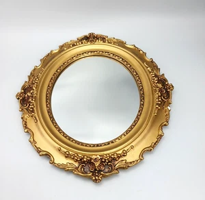  Wandspiegel Oval Gold farbig  Barock Stil, ca. 43 x ca. 37 cm, 1740 g, Vintage  - Picture 1 of 13