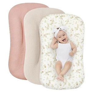 Muslin Baby Lounger Cover 3 Pack - 100% Cotton Newborn Lounger Cover COVERS ONLY - Picture 1 of 2