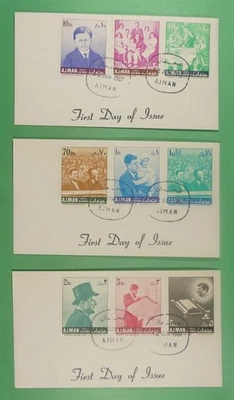 DR WHO 1967 AJMAN 3 FDC JOHN F KENNEDY JFK COMBO R14736 - Image 1 of 2