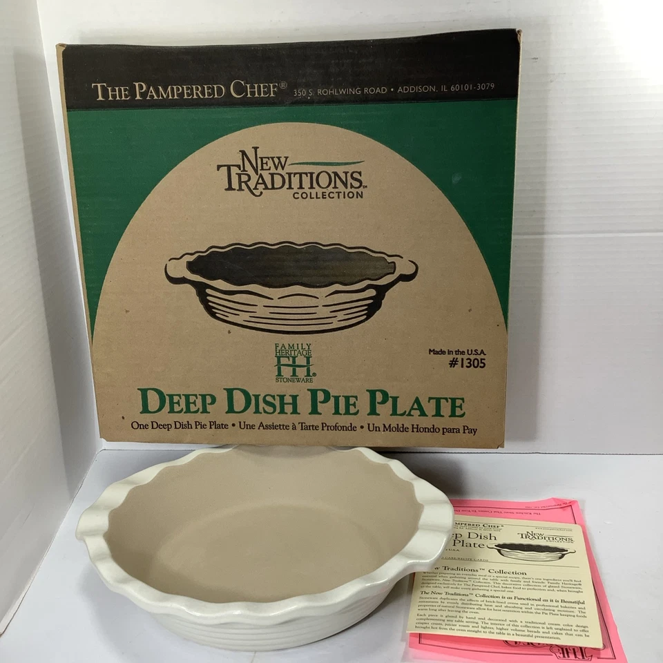 The Pampered Chef Deep Dish Pie Plate Stoneware 1305 Traditions Collection