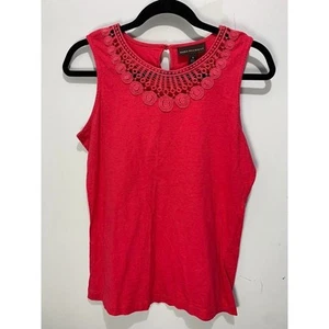 Dana Buchman Womens Sleeveless Crochet Neck Red Top Size S - Picture 1 of 3