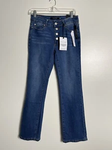 TAHARI ANESSA BUTTON FLY BOOT JEANS BLUE ROANNE WASH WOMEN’S SIZE 4 NWT $98 - Picture 1 of 6