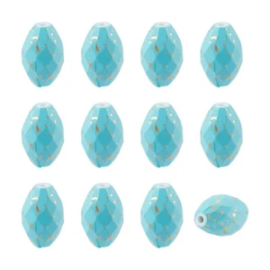 20pcs Spray Painted Acrylic Beads Faceted Oval Loose Light Sky Blue 17x11mm - Picture 1 of 6