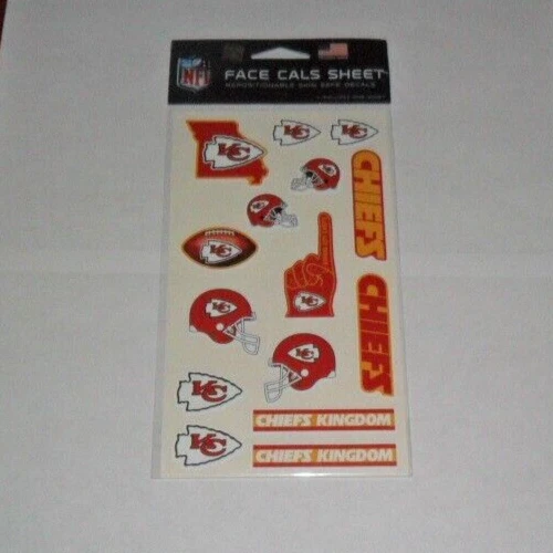 WINCRAFT KANSAS CITY CHIEFS 15 TEMPORARY TATTOOS FACE CALS PEEL AND STICK