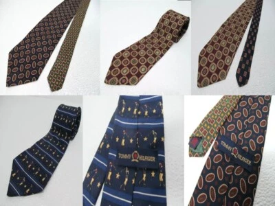 批量 3 件 Tommy Hilfiger 男式丝绸领带 美国制造/意大利经典设计师 — 第 1/4 张图片
