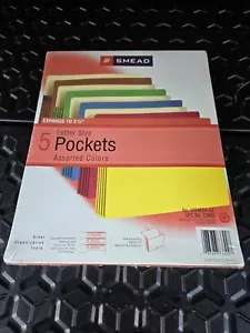 Smead Brights File Pockets Letter Size Assorted Colors 5/Pack (73892) - NEW! - Picture 1 of 2