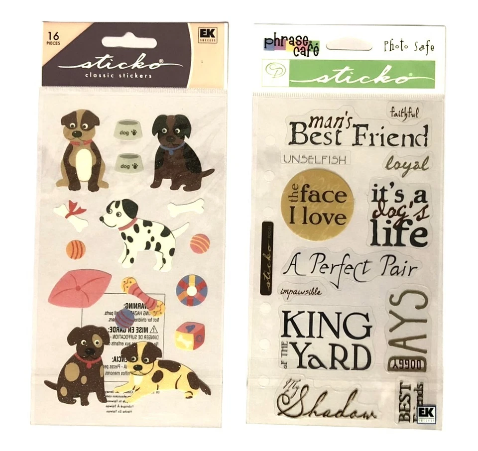 Sticko Scrapbooking Stickers Dogs & Puppies 2 Pack Lot Embellishments - Image 1 of 1