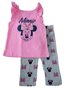Disney Girls Minnie Mouse Pink Glitter Bow Tank Top & Pants 2 Piece Set - Picture 1 of 1