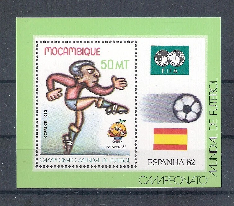 Fußball Mocambique Block 13 1982 postfrisch WM Spanien-F438 - Bild 1 von 1