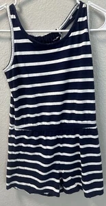 Old Navy Kids Girls Lattice Back white Striped 100% Cotton Romper White L 10-12 - Picture 1 of 5