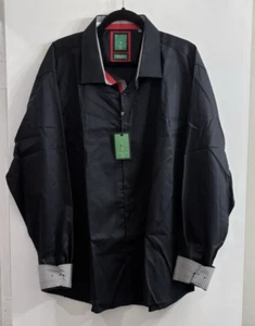 Men's Tiglio Lux 3X Black Button Down Shirt Sport Slim Fit Flip Cuff Shine NWT - Picture 1 of 11