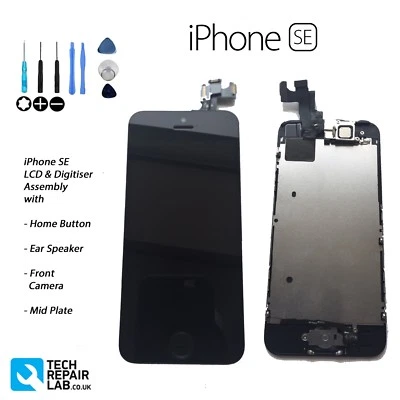 iPhone SE Retina LCD & Digitiser Touch Screen Fully Assembled w/Parts BLACK NEW - Image 1 of 4