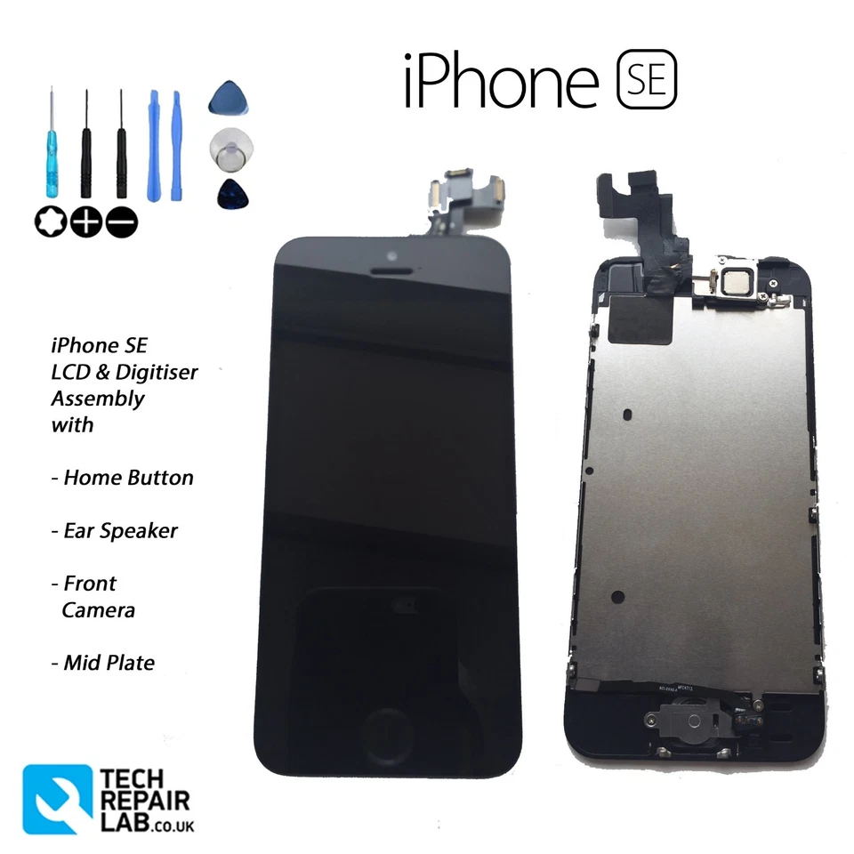 iPhone SE Retina LCD & Digitiser Touch Screen Fully Assembled w/Parts BLACK NEW - Image 1 of 4