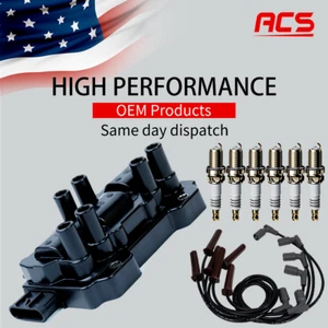 OEM Ignition Coil & Iridium Spark Plug & Wires For Chevy Pontiac 3.5L 3.9L UF434 - Picture 1 of 18