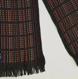 Unisex Dark Grey Acrylic Scarf Neutral and Brown Stripes - Picture 1 of 12