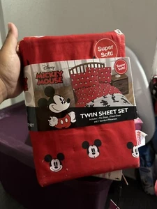 Disney Mickey Mouse Twin Sheet Set - Cotton Rich Ultra Soft - 3 Piece Set - Picture 1 of 5