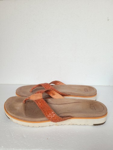 Sandali infradito UGG Australia Lorrie in pelle intrecciata 1016136 opale di fuoco