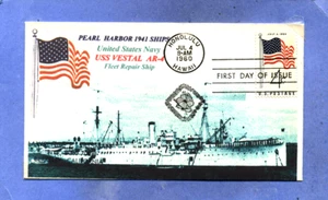 USS VESTAL AR-4 Repair Ship: Pearl Harbor 1941 Ships, Photo Cachet First Day PM - Picture 1 of 1