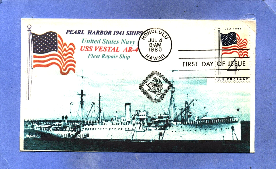 USS VESTAL AR-4 Repair Ship: Pearl Harbor 1941 Ships, Photo Cachet First Day PM - Image 1 of 1