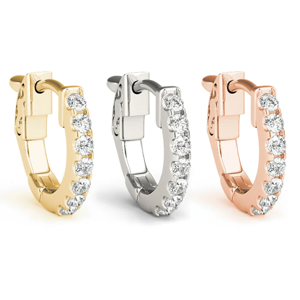 0.15CTW Natural Diamond 14K Gold Huggie Hoop Single Earring 14mm (Half a Pair) - Image 1 of 4