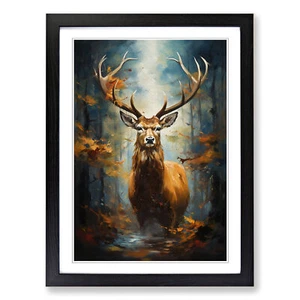 Stag Expressionism No.2 Framed Canvas Wall Art Print Poster Picture, Home Decor - Picture 1 of 8