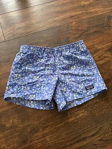 NEW Patagonia Kids Baggies Shorts 4" Pockets Swim Trunks Ojai Pixie Blue SZ LG - Picture 1 of 2