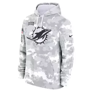 MIAMI DOLPHINS NIKE Arctic Camo 2024 Salute to Service Hoodie MENS LARGE NWOT - Picture 1 of 10