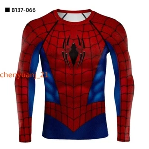 Spider Man No Way Home Suit Elastic Tight Sports Training Costume T shirt Gifts - Picture 1 of 16