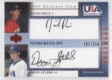 2005 USA Baseball Future Match-Ups Dual Black Ink David Price Drew Stubbs Auto