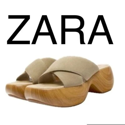 (S3) Sandalia de gamuza gruesa de cuero ZARA‎ tallas 9(1),10(1) nueva con etiquetas Foto 1 de 4