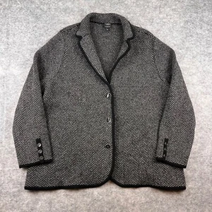 Talbots Pure Merino Wool Sweater Blazer Jacket Plus Petite 3XP Black Herringbone - Picture 1 of 8