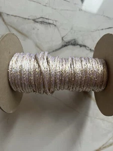 Kumihimo Rattail Braid Cord (Rayon/Cotton) - 3mm - White/Gold metallic ~ 5m - Picture 1 of 1