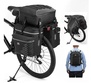 KEMIMOTO Bicycle Panniers Combo 52L Removable Backpack & 🌧Cover H0305-03618-BK - Picture 1 of 3