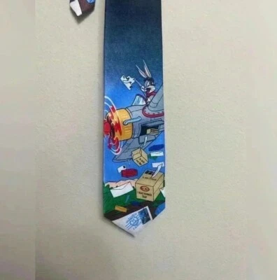1997 Vintage Looney Tunes Stamp Collection Post Office Bugs Bunny Men's Neck Tie - Image 1 of 3