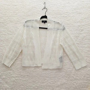 Cardigan Size XL White Lace Cropped Romantic Coquette Resort Whimsycore Fairy - Picture 1 of 13