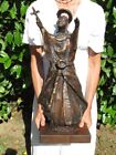 Grande Statue Heiliger Fusion Bronze Skulptur Auf Basis Holz Sign. Romeo