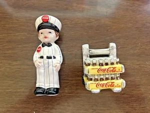 COCA COLA - SALT & PEPPER SHAKERS Delivery Man 1997 Enesco NOB #936405 COKE NIB - Picture 1 of 7