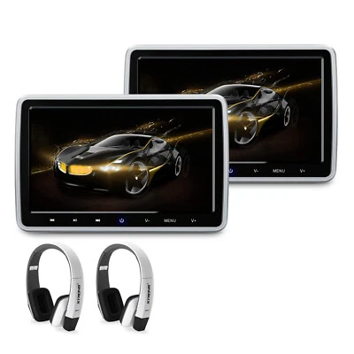 2x10.1" Auto Kopfstützen Monitor DVD Player HDMI USB SD AV IN/OUT+2xIR Kopfhörer - Bild 1 von 4