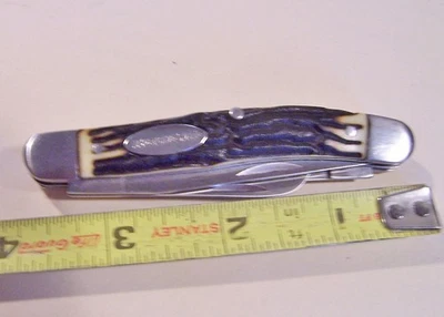 Excelente navaja de bolsillo Winchester Stag de 3 hojas como sin usar Foto 1 de 3