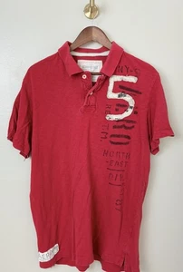 Aeropostale Mens Y2K Polo Shirt Rugby Large Red Preppy Retro Malibu Graphic #5 - Picture 1 of 11