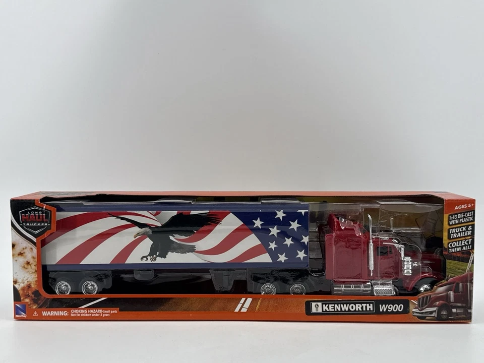 New-Ray 1:43 Kenworth W900 Truck & Trailer Eagle Flag Diecast - Image 1 of 1