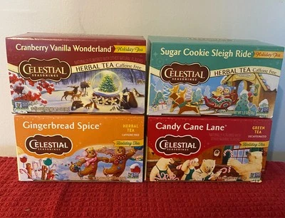 Celestial Seasonings Herbal * Holiday Tea Variety Pack Caffeine Free* 4 Boxes