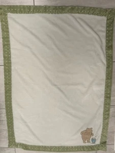 Manta de bebé Disney clásica Winnie the Pooh bordada punto verde suave - Imagen 1 de 4